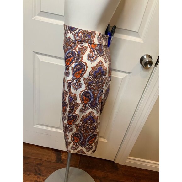 J.Crew White Bright Multicolor Paisley Pencil Skirt, Size 0 - Picture 4 of 7